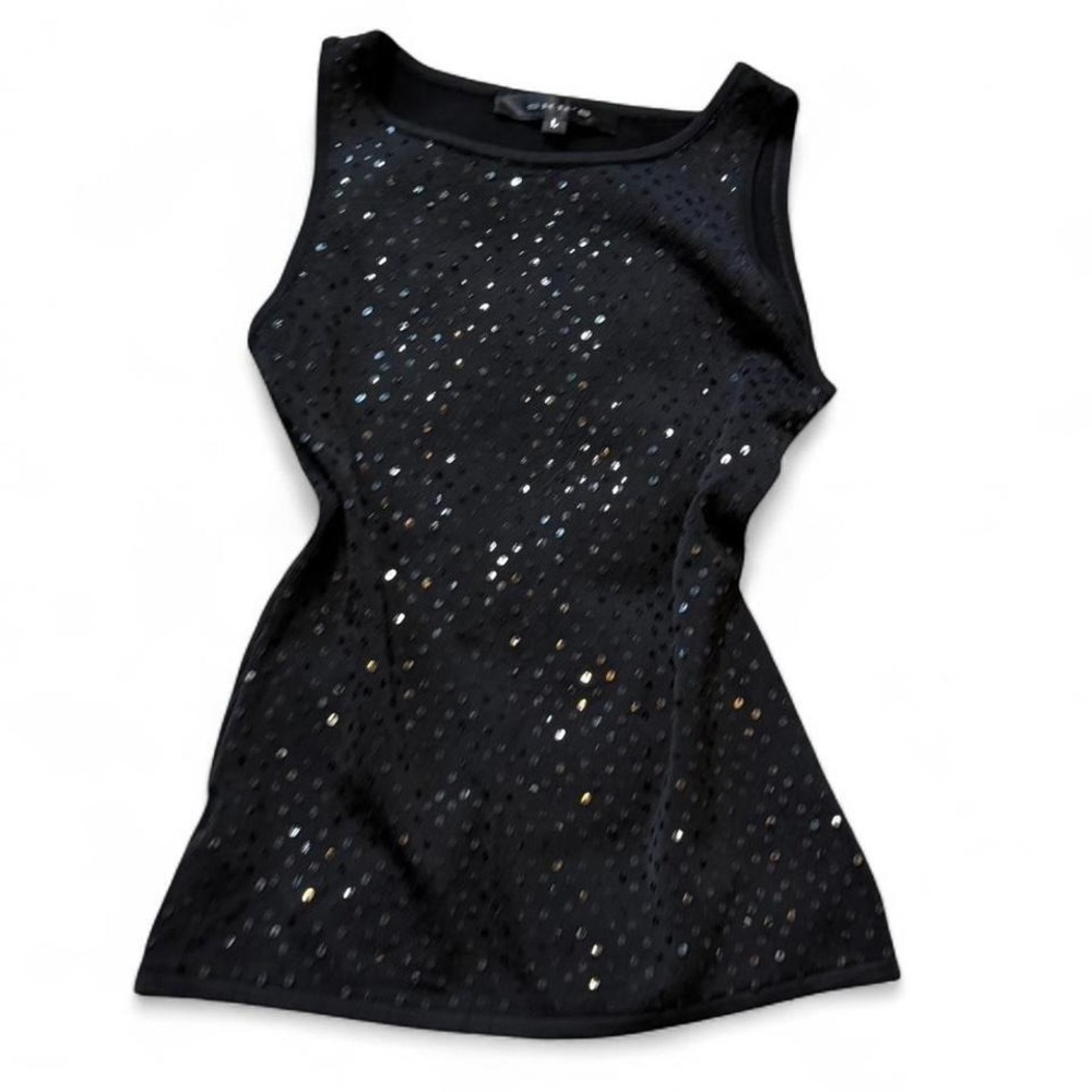 Vintage Y2K She's‎ Black Sequin Tank Top, Women's Size L
